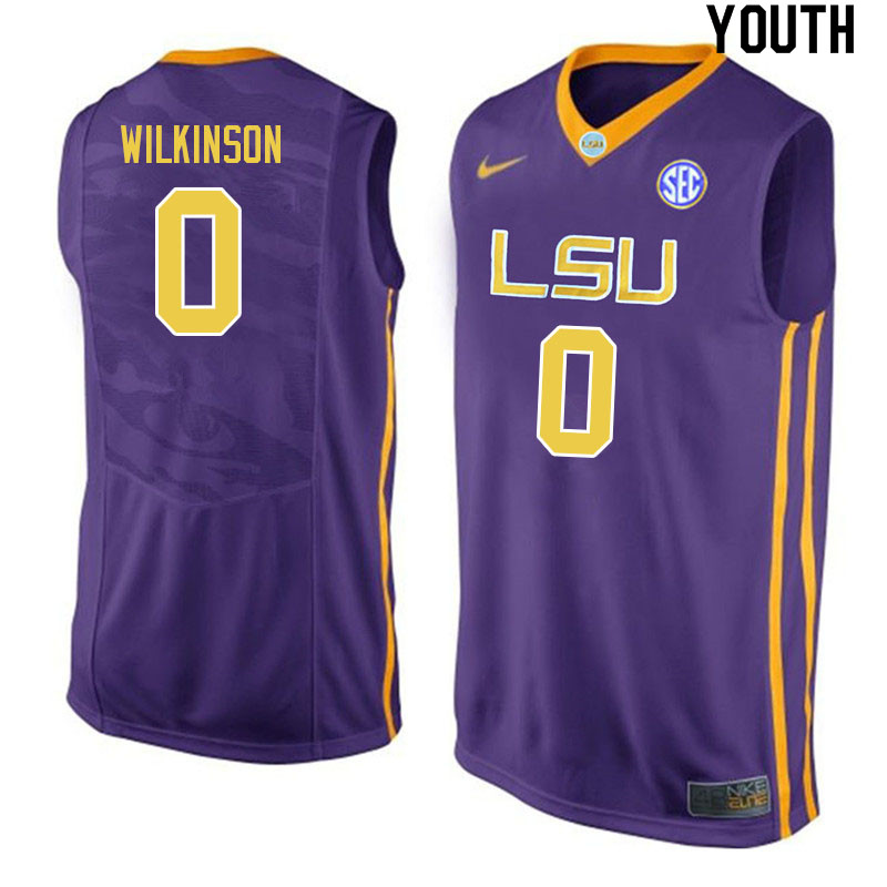 Youth #0 Mwani Wilkinson LSU Tigers College Basketball Jerseys Sale-Purple